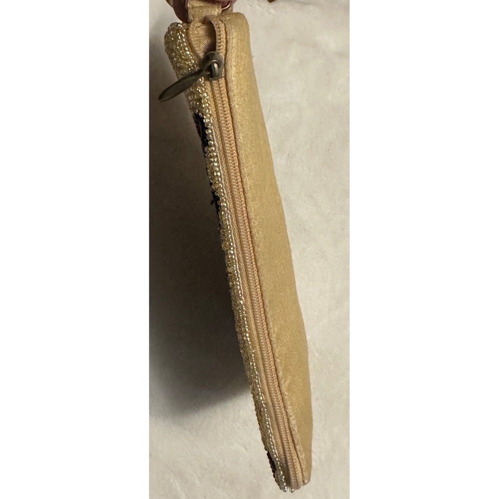 Beaded Butterfly Crossbody Phone Bag Gold Seed Bead Embroidered Small Pouch - Picture 10 of 15
